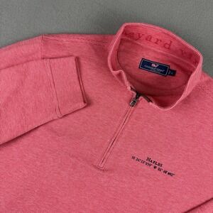 Vineyard Vines Sweater Men Large Pink Quarter Zip Mock Neck Pullover Naples